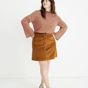 Madewell Corduroy A-Line Button Front Mini Skirt